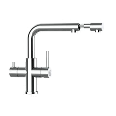 VIZIO 3 Wege Wasserhahn mit ausziehbarer Brause aus Edelstahl hochglanz: Modell VZFX015000 als Freisteller