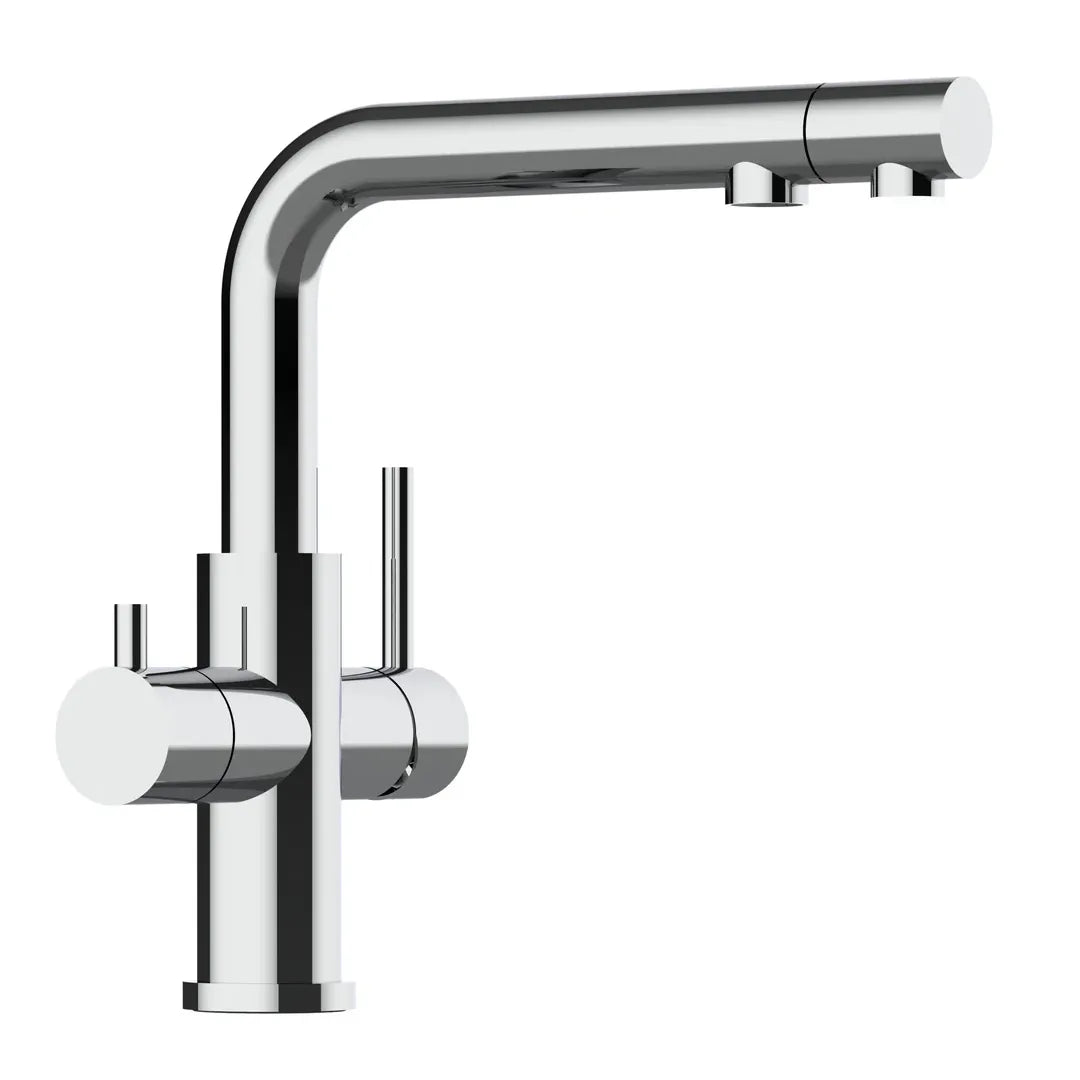 VIZIO 3 Wege Wasserhahn mit ausziehbarer Brause aus Edelstahl: Modell VZFX015000 als Freisteller