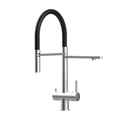 VIZIO 3-Wege Wasserhahn Schwarz aus Edelstahl gebürstet: Modell VZFX018182 als Freisteller 2