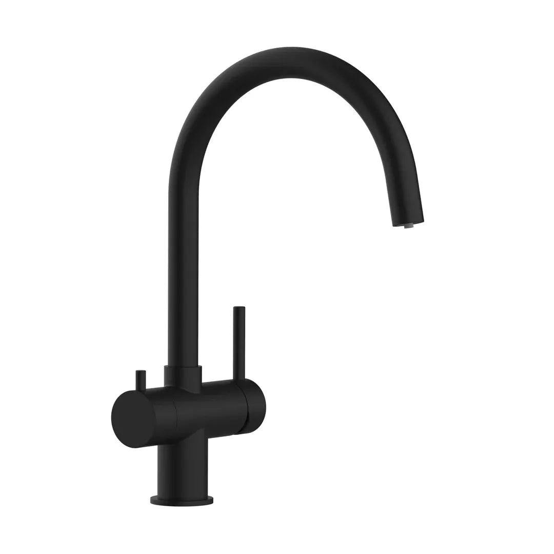 Vizio 3-Wege Wasserhahn Schwarz aus Edelstahl matt: Modell VZFX011322 als Freisteller links