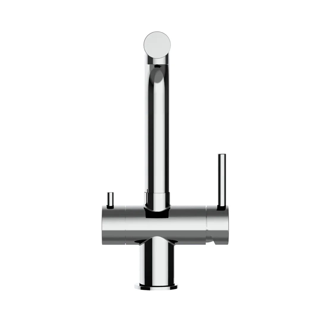 VIZIO 3 Wege Niederdruckarmatur aus Edelstahl Hochglanz: Modell VZFX011200 als Freisteller von vorne