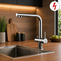 VIZIO 3 Wege Niederdruckarmatur aus Edelstahl Hochglanz: Modell VZFX011200 in der Küche